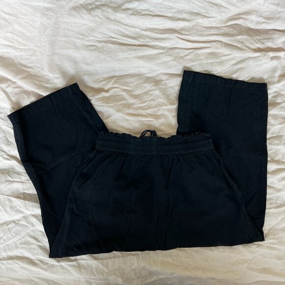 Black Cotton Linen Blend Cropped Pant Size XS - Picture 5 of 5